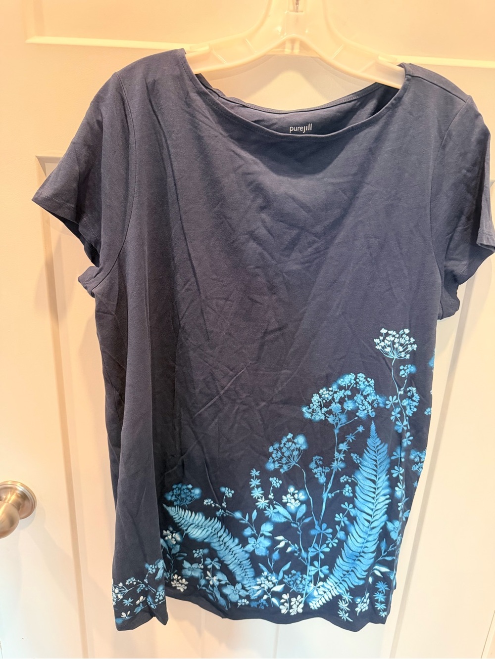 Pure Jill J.Jill Navy Botanical Floral Knit Tunic Top Large